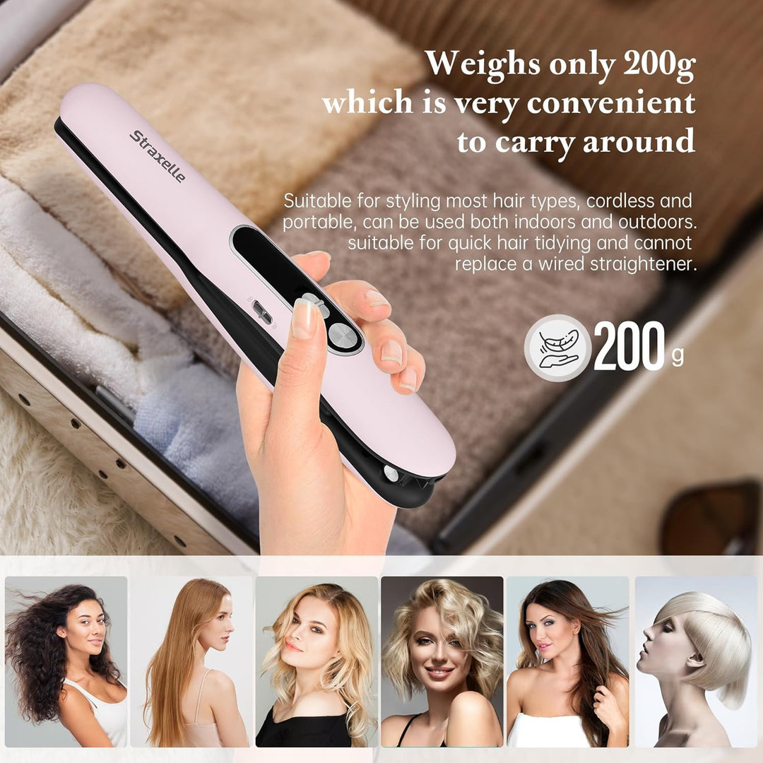 Mini Glätteisen Kabellos 2 in 1 Glätteisen Locken und Glätten mit 5000mAh Reiseglätteisen 3 Einstell