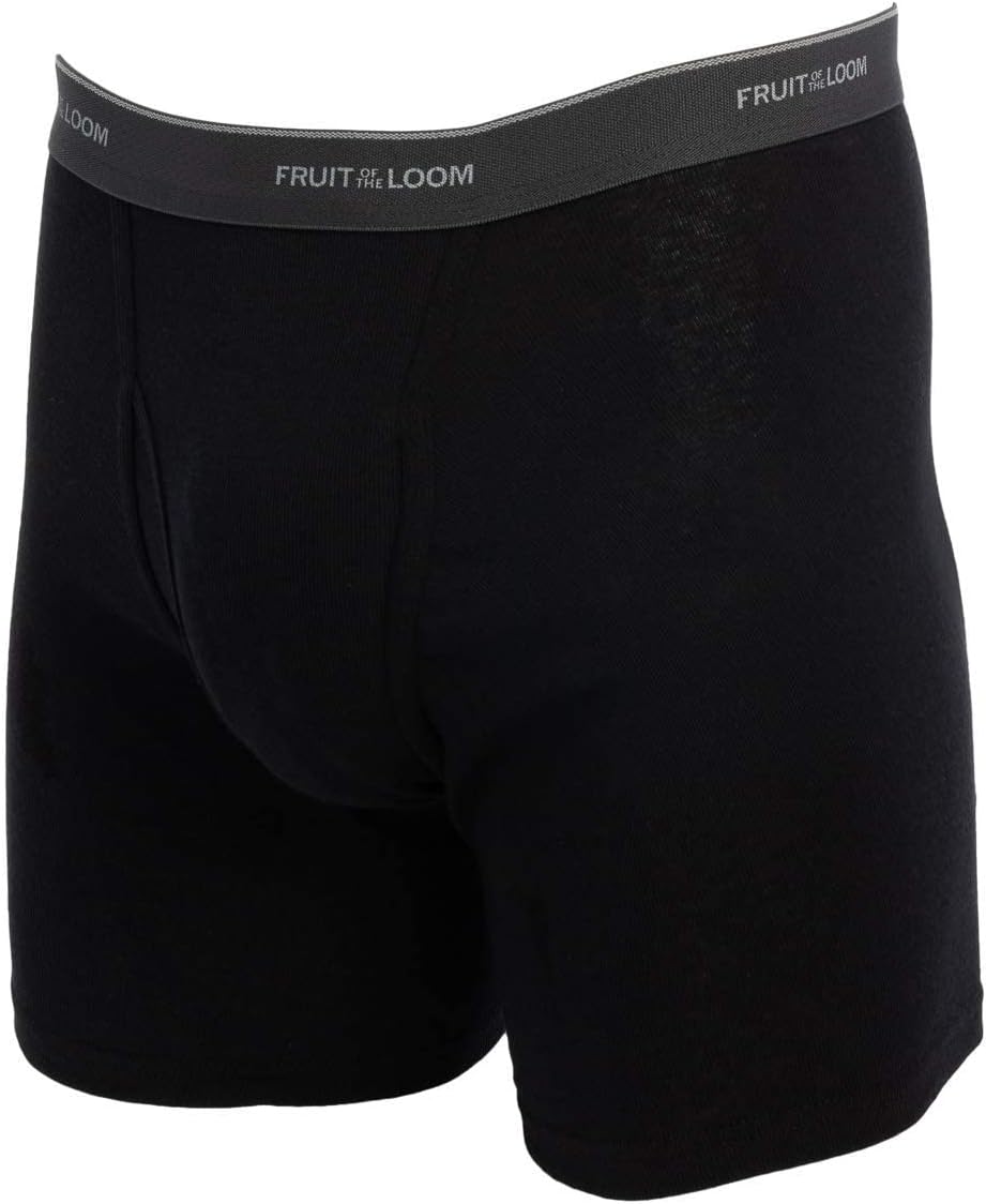 Fruit of the Loom Mens Boxer Briefs 12 Pack Random Underwear Cotton with Fly, Tag Free Small, S Baum