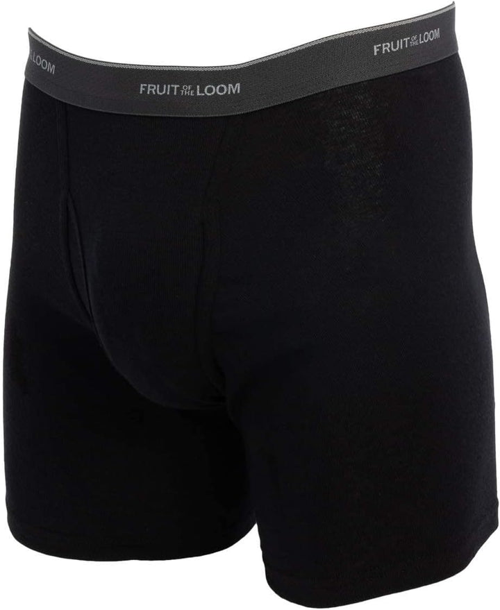 Fruit of the Loom Mens Boxer Briefs 12 Pack Random Underwear Cotton with Fly, Tag Free Small, S Baum
