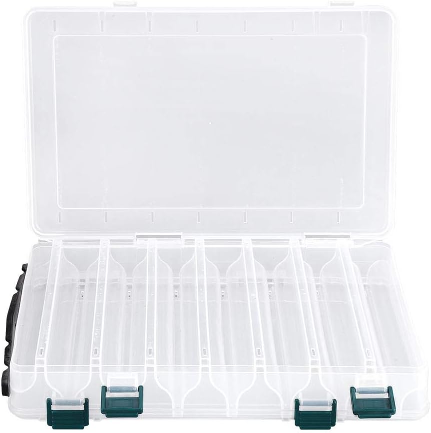 VIFER Köderbox, doppelseitig, Aufbewahrungsbox, Angelköder, Kunststoff, transparent, Organizer, Ange
