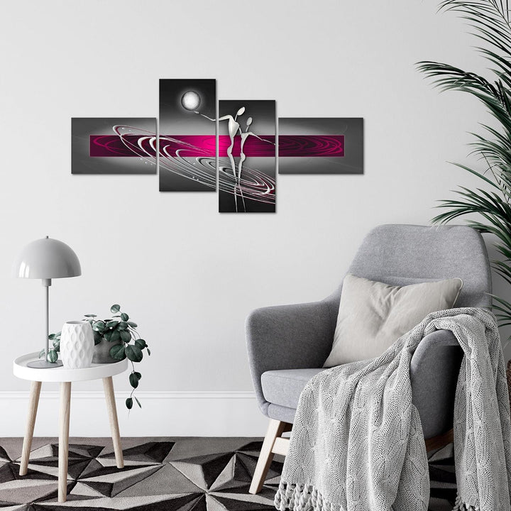Runa Art Bild Modern Abstrakt Figuren - Made in Germany - Wandbilder Liebespaar Pink Grau 4 Teilig 3