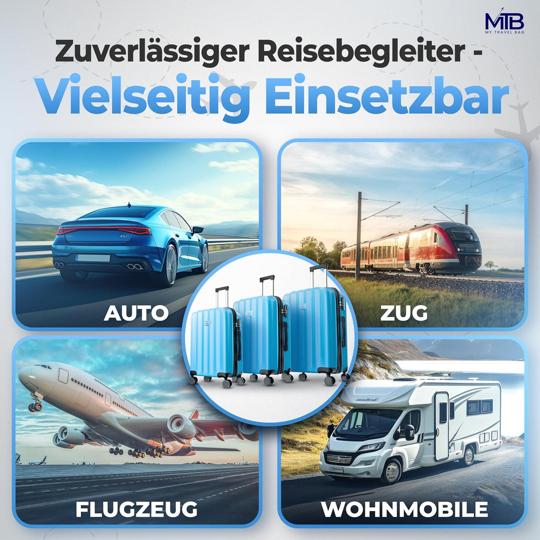 MY TRAVEL BAG Hartschalen-Koffer Trolley ABS Reisekoffer 4 Zwillingsrollen (Handgepäck-Mittel-Gross-
