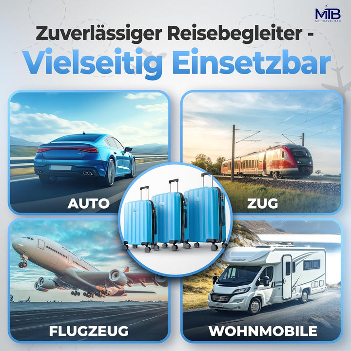 MY TRAVEL BAG Hartschalen-Koffer Trolley ABS Reisekoffer 4 Zwillingsrollen (Handgepäck-Mittel-Gross-