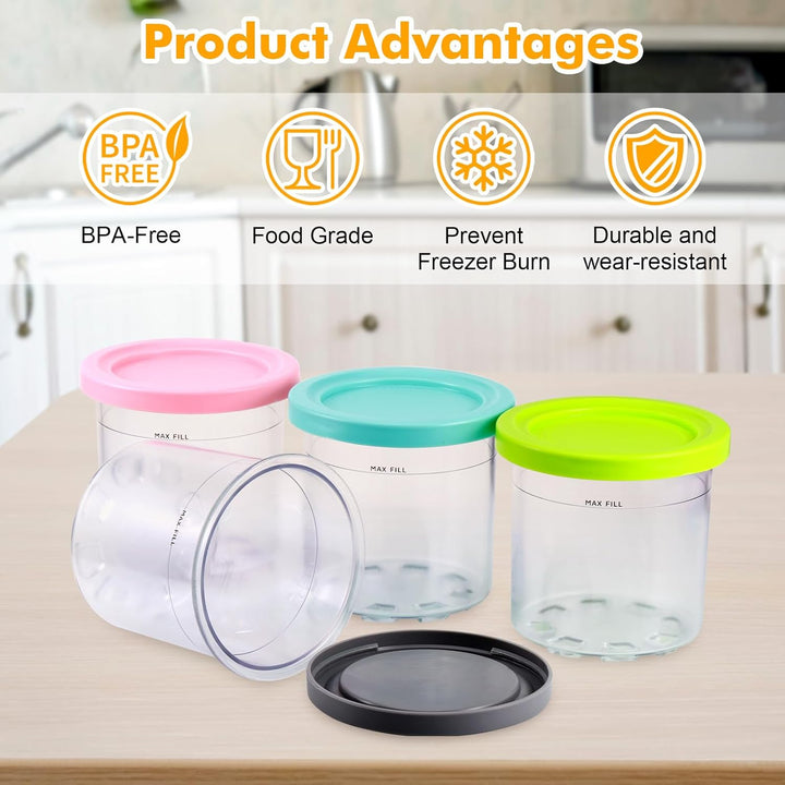 4er Set Creami Behälter für die Ninja Creami Eismaschine - Kompatibel mit NC301 NC300 NC299AMZ-Serie