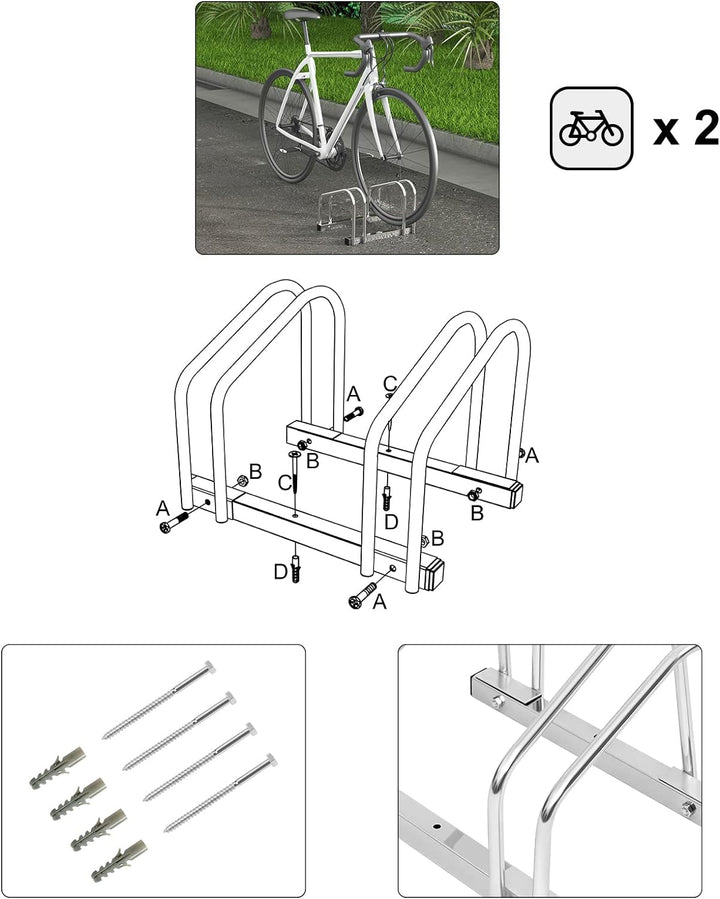 WOLTU Fahrradständer 2 Fahrräder Ständer Mehrfachständer Mehrfach-Fahrradständer für 2 Fahrräder FZ1