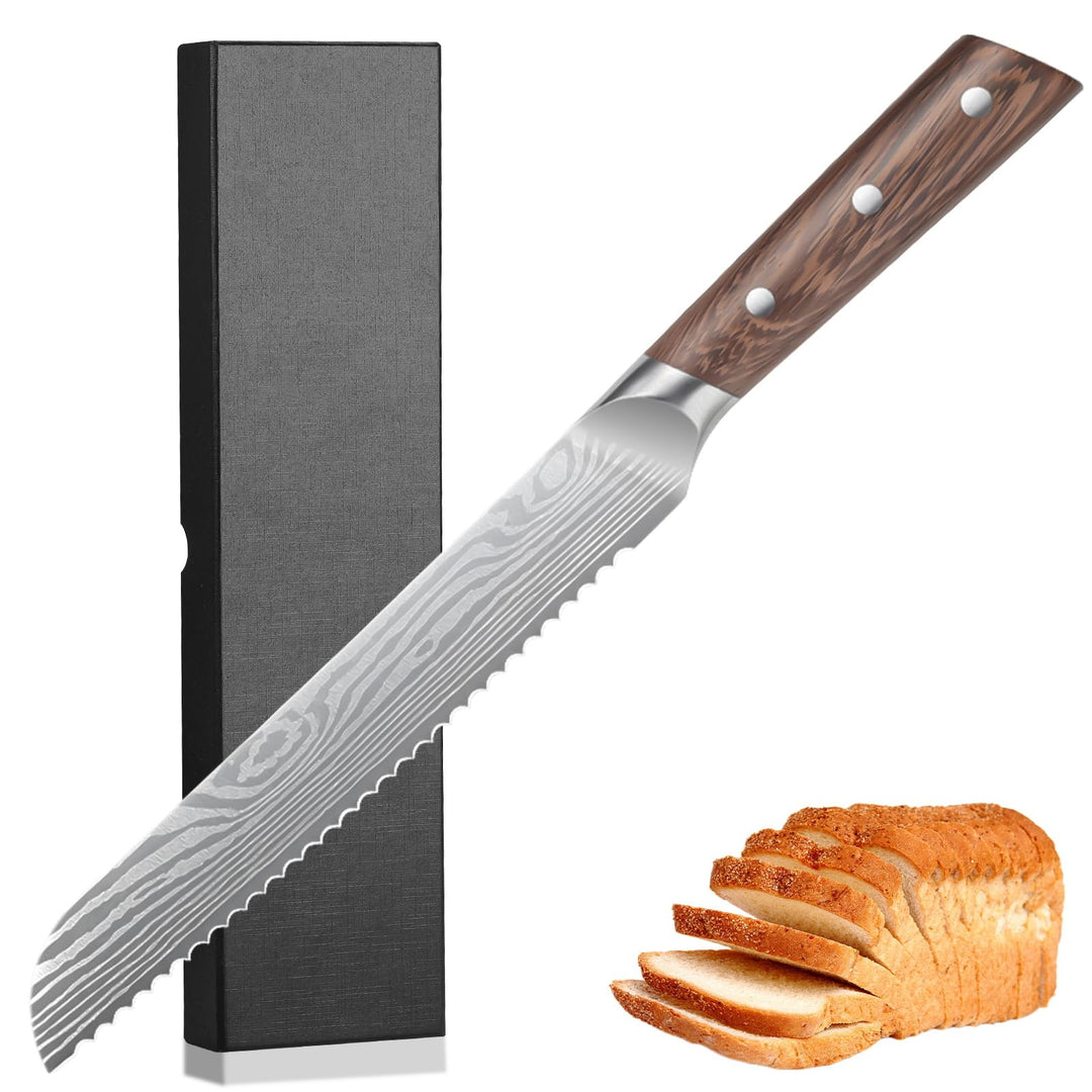 Brotmesser Profi 20cm Wellenschliff: Extra Scharfe Messer aus Hochwertigem Edelstahl mit Ergonomisch
