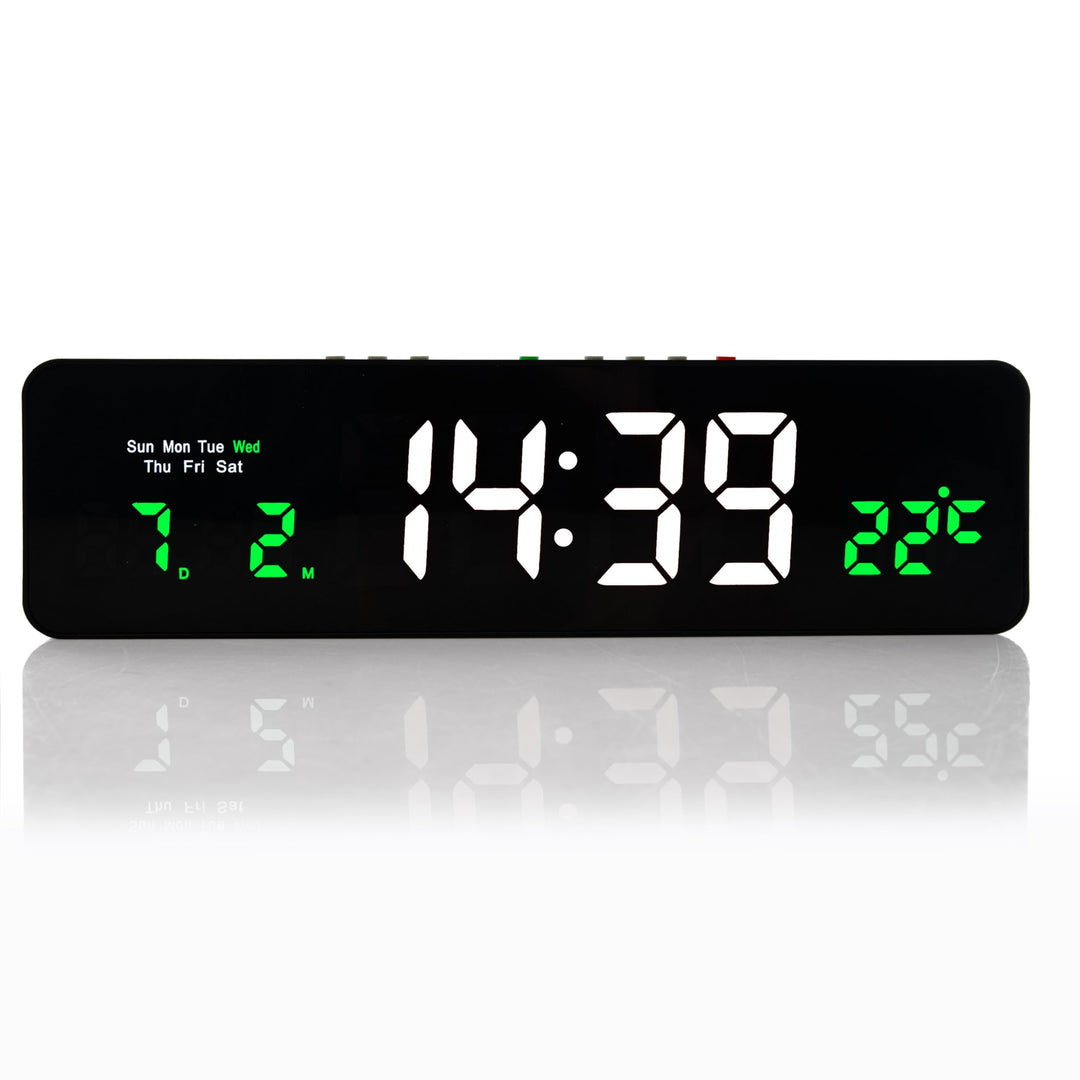Wanduhr Digital, LED Tischuhr mit Temperaturanzeige, Wecker Snooze, 12/24-Stunden-Anzeige, LED-Uhr,