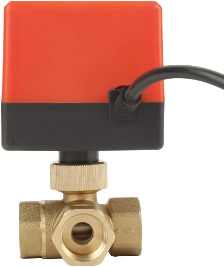 G1/2 "DN15 Messing motorisierter Kugelhahn, elektrischer 3-Wege-220-V-Wechselstrom-Kugelhahn zur Dur