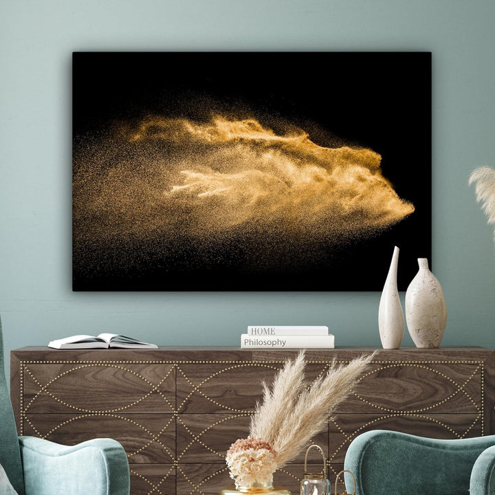 MuchoWow© Bilder Gross 120x80 cm XXL Wohnzimmer Goldene Deko Modern Wandbild Foto auf Leinwand Bild