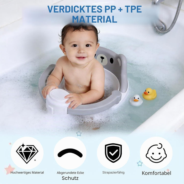 REDCAMP Baby Badewannensitz mit 4 starken Saugnäpfen, aufklappbare Armlehnen für einfachen Ein- und
