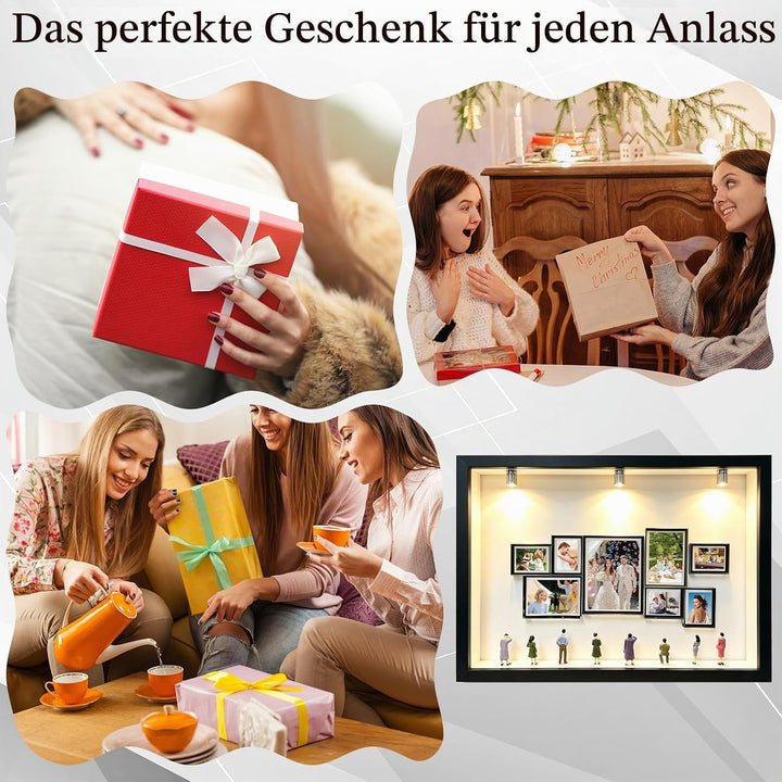 DIY Mini Museum Bilderrahmen Set, mit 8 Miniatur-Figuren und LED