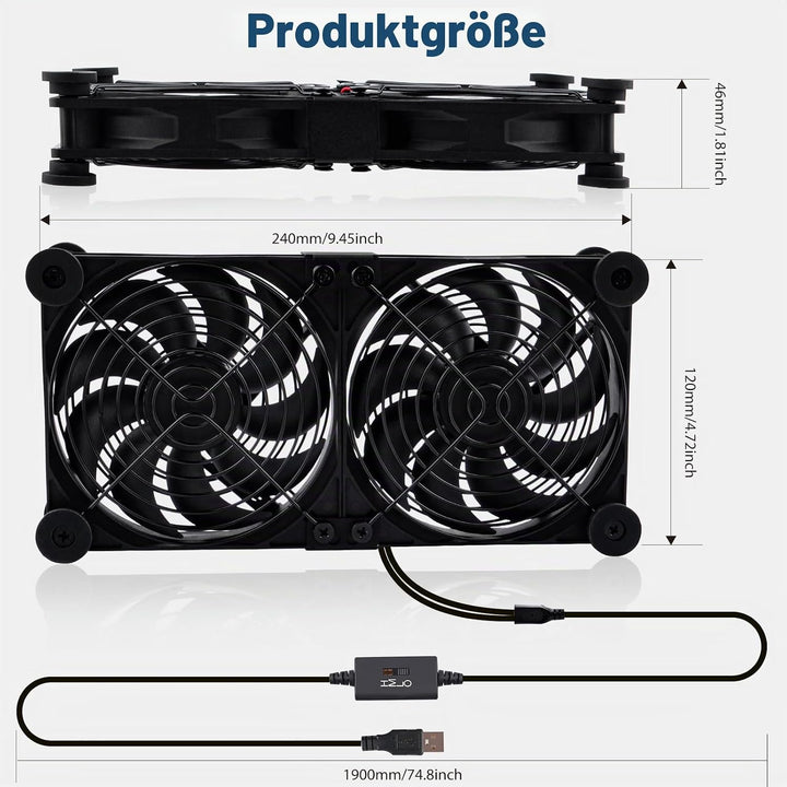 NewHail 2 in 1 Leiser Dual Router Lüfter kühler 120 mm mit 3 Grad Geschwindigkeitsregler (L/M/H), DC