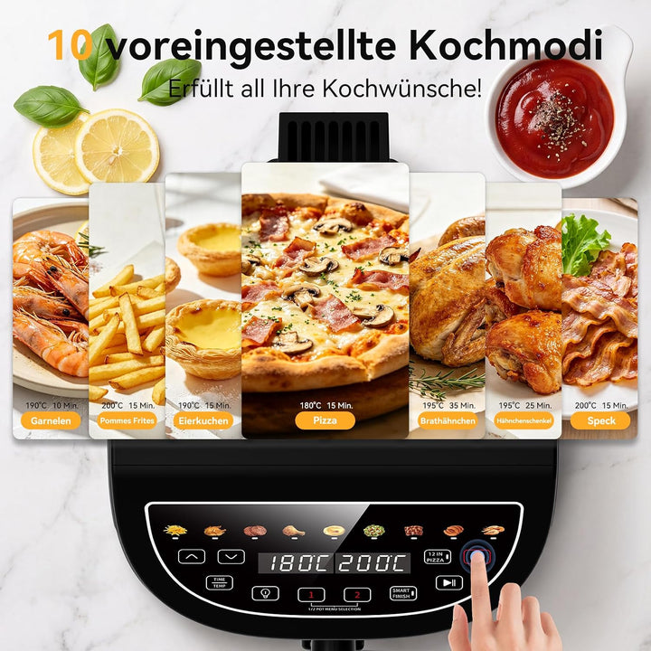 8.5L airfryer, heissluftfritteuse 2 kammern mit Pizzaofen Elektrisch