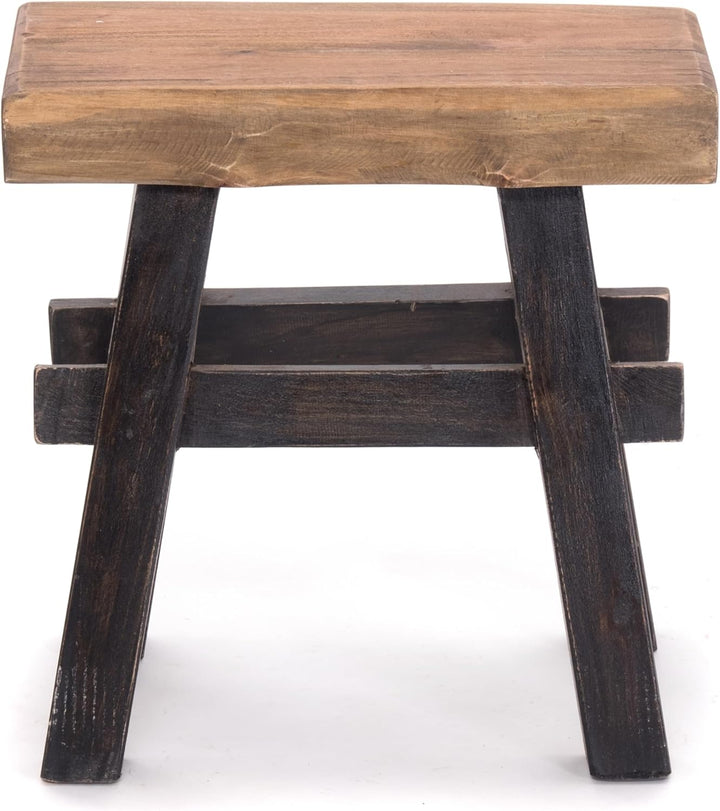 DESIGN DELIGHTS RUSTIKALER Holz HOCKER Vintage 40" | Recycling Hartholz, 43x45x27 cm (HxBxT) | Sitzh