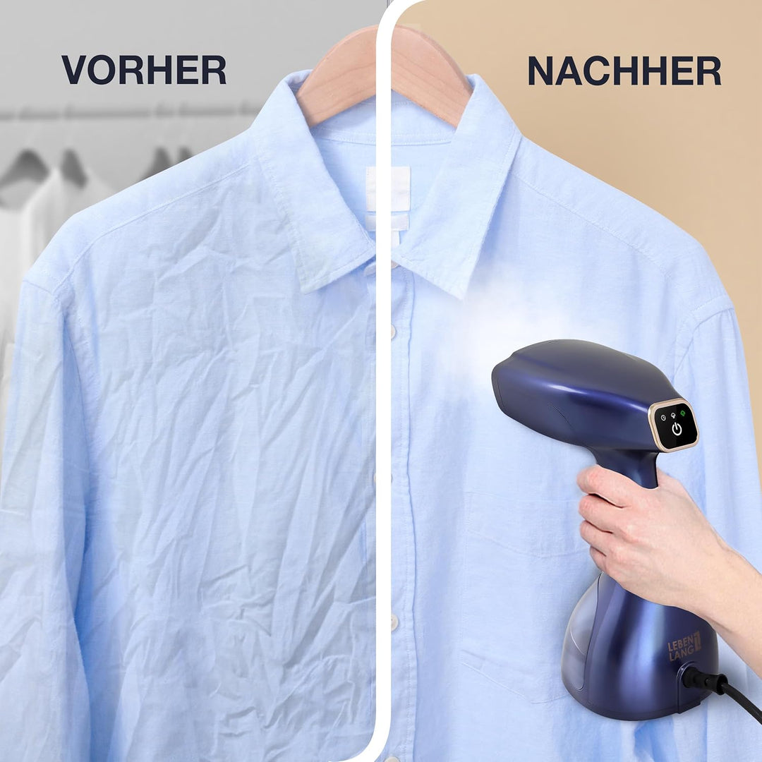 LEBENLANG Steamer Dampfglätter 1500W & 25g/min LCD - 300ml Dampfbürste mit Bügelhandschuh - Dampf Gl