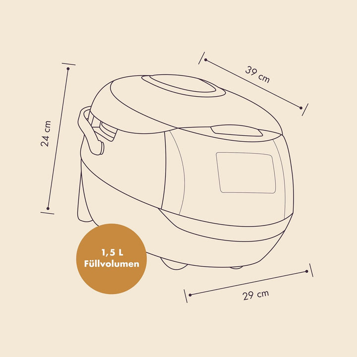Reishunger Digitaler Reiskocher & Dampfgarer Schwarz + Gratis Kochbuch – Warmhaltefunktion, Timer &