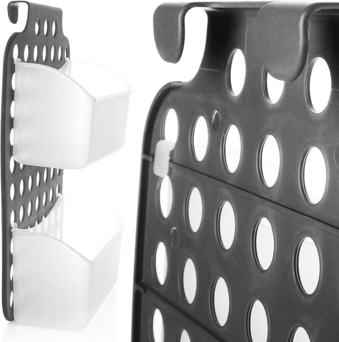 com-four® 2x Duschkorb mit 2 Fächern, Duschgelhalter mit Haken | höhenverstellbare Hängekorbe - Dusc