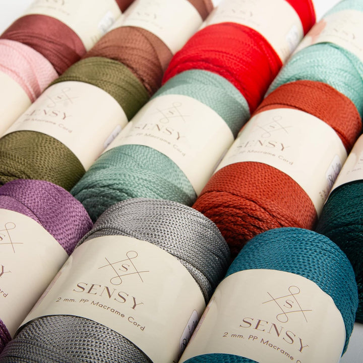 2 Garnstrange Sensy Premium 2 mm 230 Meter Polyester-Seil, 100% Polypropylen-Kordel Makramee-Kordel