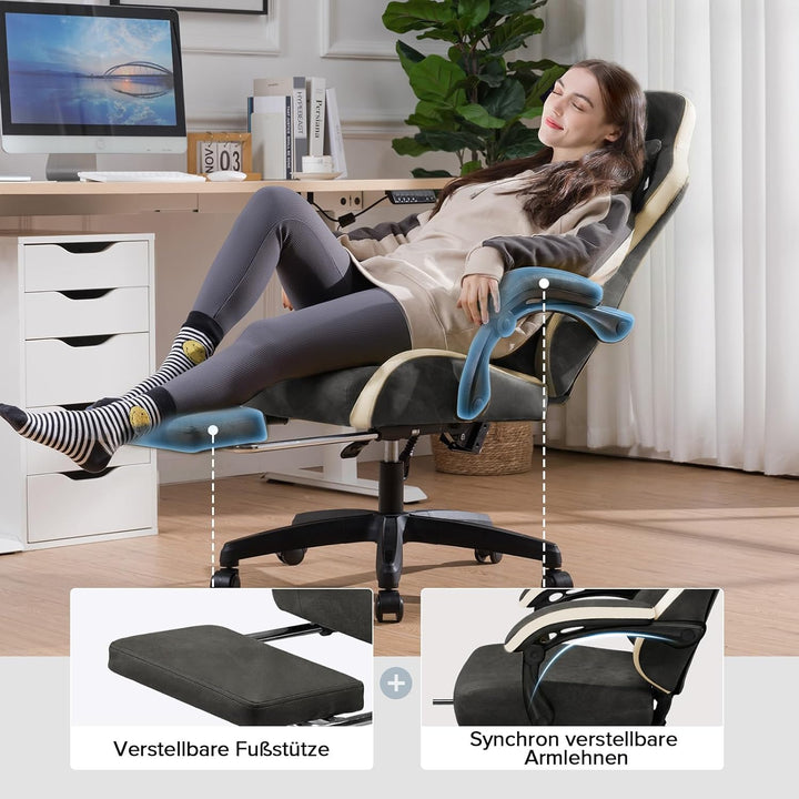 GTPLAYER Gaming Stuhl Ergonomischer Gaming Sessel Schreibtischstuhl Kunstleder, Federsitzkissen, Ver