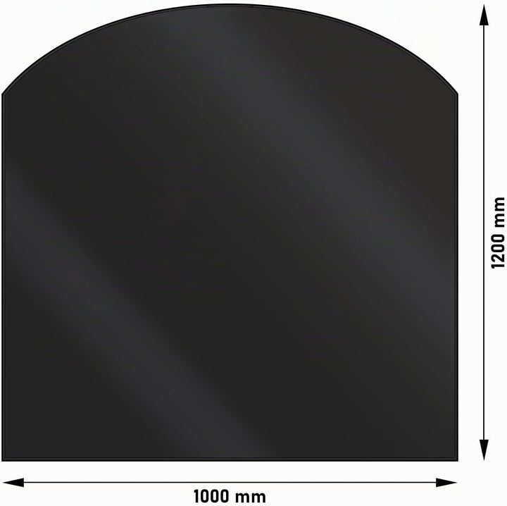 LANZZAS Bodenplatte Segmentbogen - 1000 x 1200 mm - Farbe: schwarz | Funkenschutzplatte aus Metall S