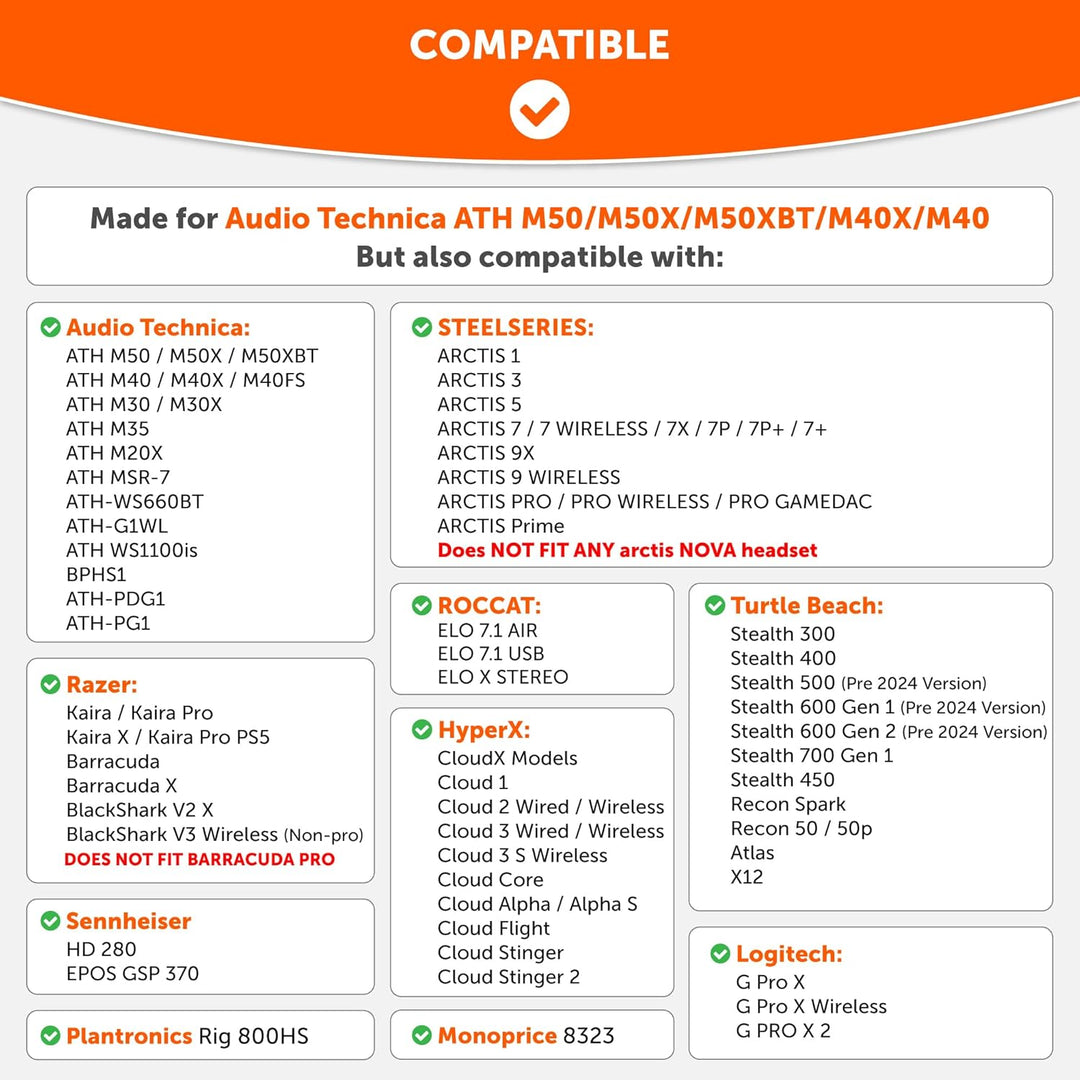 WC PadZ Velour – Ultimativen Ohrpolster von Wicked Cushions – Kompatibel mit Audio Technica, HyperX,