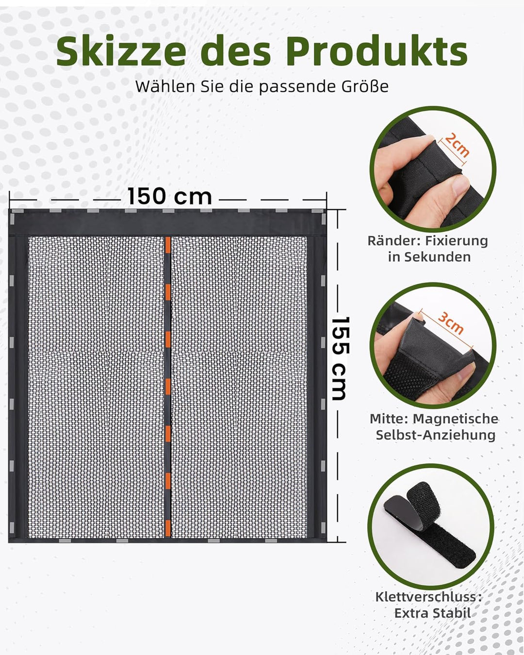 155x150cm Magnetische Van Insektennetze, Hintertür Moskitonetz mit Magnet Auto Fliegengitter mit Mit