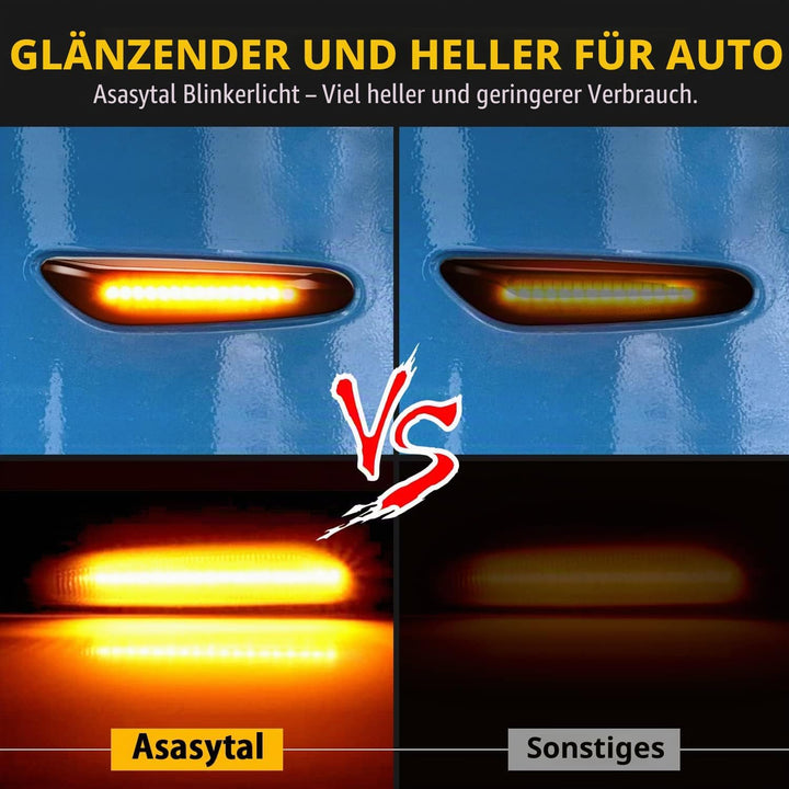 Asasytal Blinker Seitenblinker, Gelb Ultra Heller Seitenblinkleuchten E8 Auto Seitenlichter Set Komp