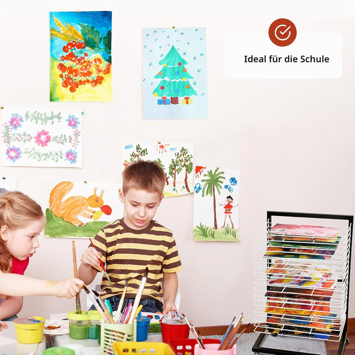 ODOXIA Bilder Trockengestell KLEIN für Klassenzimmer | KOMPAKTES, funktionales &amp; mobiles Bildertrock