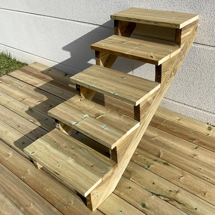 Berlin - Terrassentreppe Holz - H88cm 5 Stufen, Breite 60cm, OHNE Setzstufen- Vinuovo - Set für Ihre
