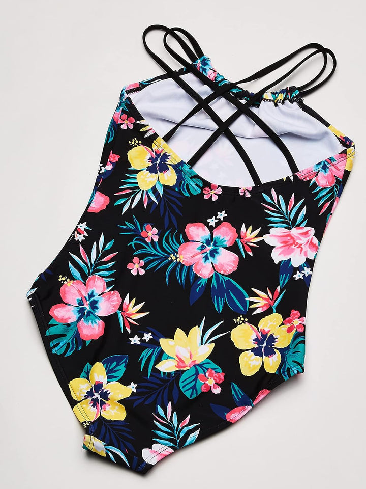 Kanu Surf Girls' Jasmine Beach Sport Halter One Piece Swimsuit
