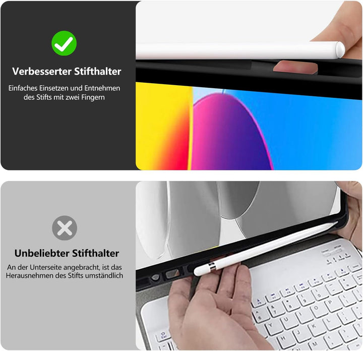 aMZCaSE für iPad A16 10/11th Generation Case mit Tastatur 11/10.9 Zoll(2025/2022),7 Farben Hintergru