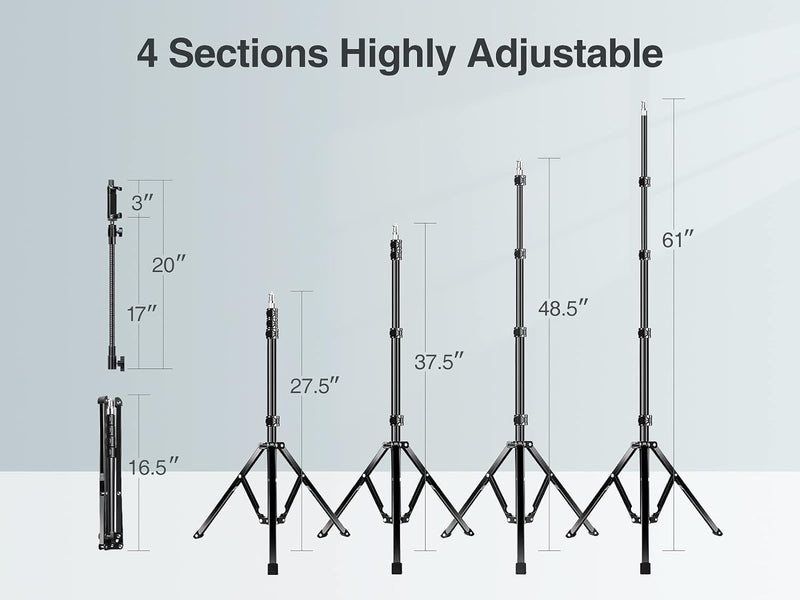 Elitehood 205cm Hoch Handy Stativ, Flexibel Overhead Stativ für Smartphone mit 43cm Verstellbarer Sc