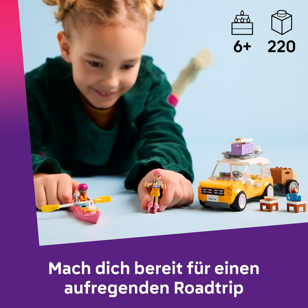 LEGO Friends Abenteuertrip mit Freunden -Reisewagen Spielzeug mit Anhänger, 2 Mini-Puppen, einer Hun
