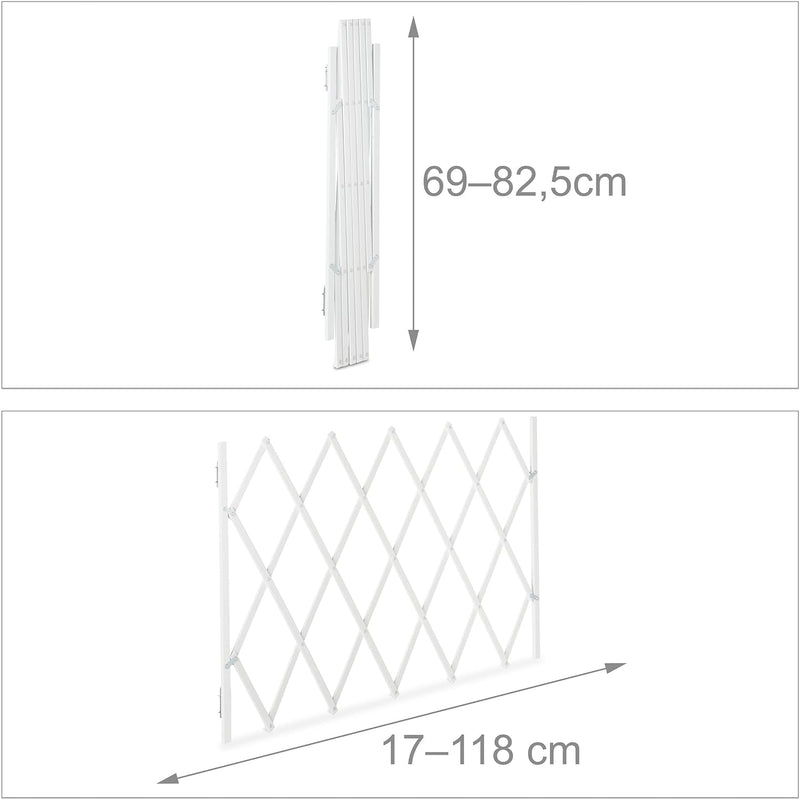 Relaxdays Hundeabsperrgitter, ausziehbar bis 118 cm, 69-82,5 cm hoch, Bambus, Hunde Schutzgitter für