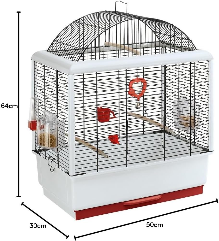 Ferplast Vogelkäfig Wellensittich Käfig Exotenkäfig, inkl. Vogelspielzeug, Vogel-Futternapf, Vogel-S