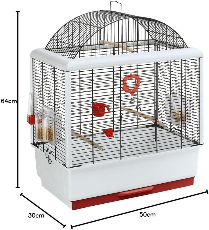Ferplast Vogelkäfig Wellensittich Käfig Exotenkäfig, inkl. Vogelspielzeug, Vogel-Futternapf, Vogel-S