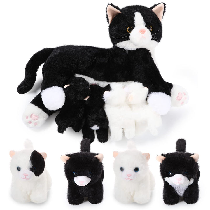 Skylety Pflegendes Katze Stofftier Mit Plüsch Kätzchen Kuscheltier Plushie Kätzchen Mama Katze Plues