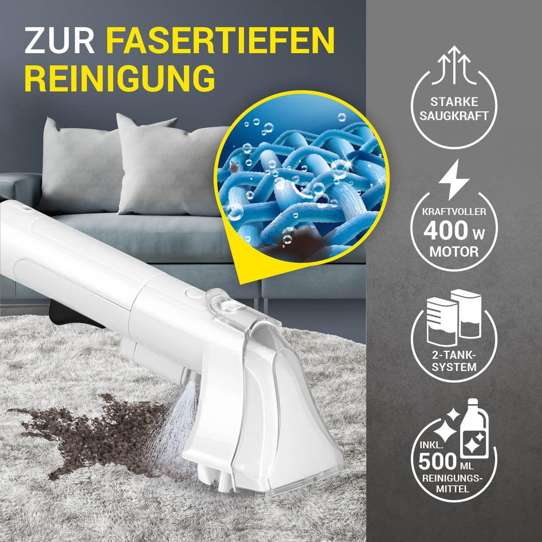 Waschsauger Portable Clean | Inkl. Reinigungsmittel | Polster- und Teppichreiniger, leicht und kompa