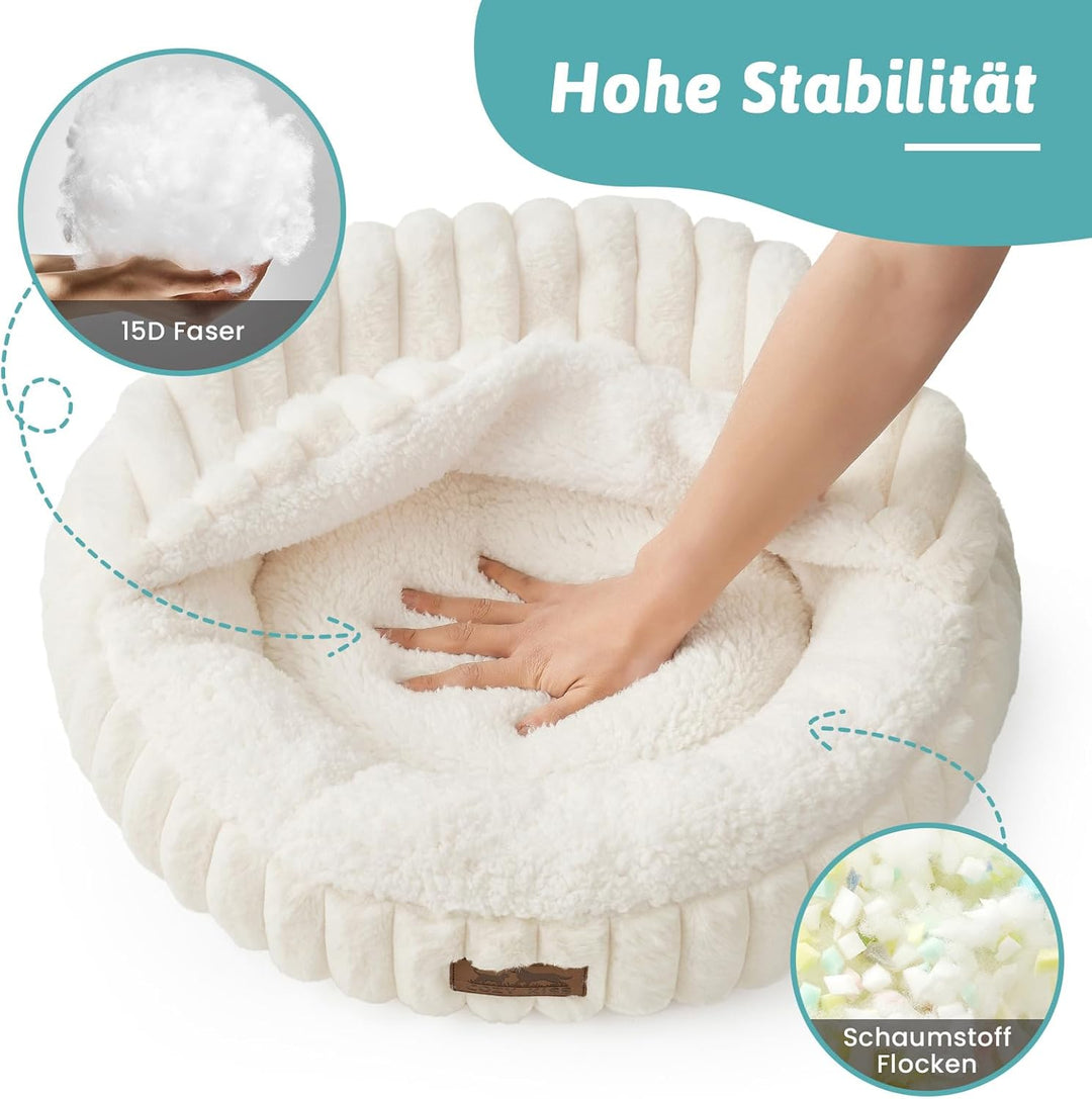 Winter-Katzenbett mit Decke, Flauschig Donut-Hundebetten für kleine Hunde, Warme Anti-Angst-Katzenhö