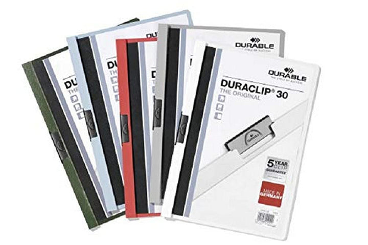 Durable Klemm-Mappe Duraclip Original 30 (für 1-30 Blatt A4), 25 Stück, weiss, 220002 weiss 1 - 30 B