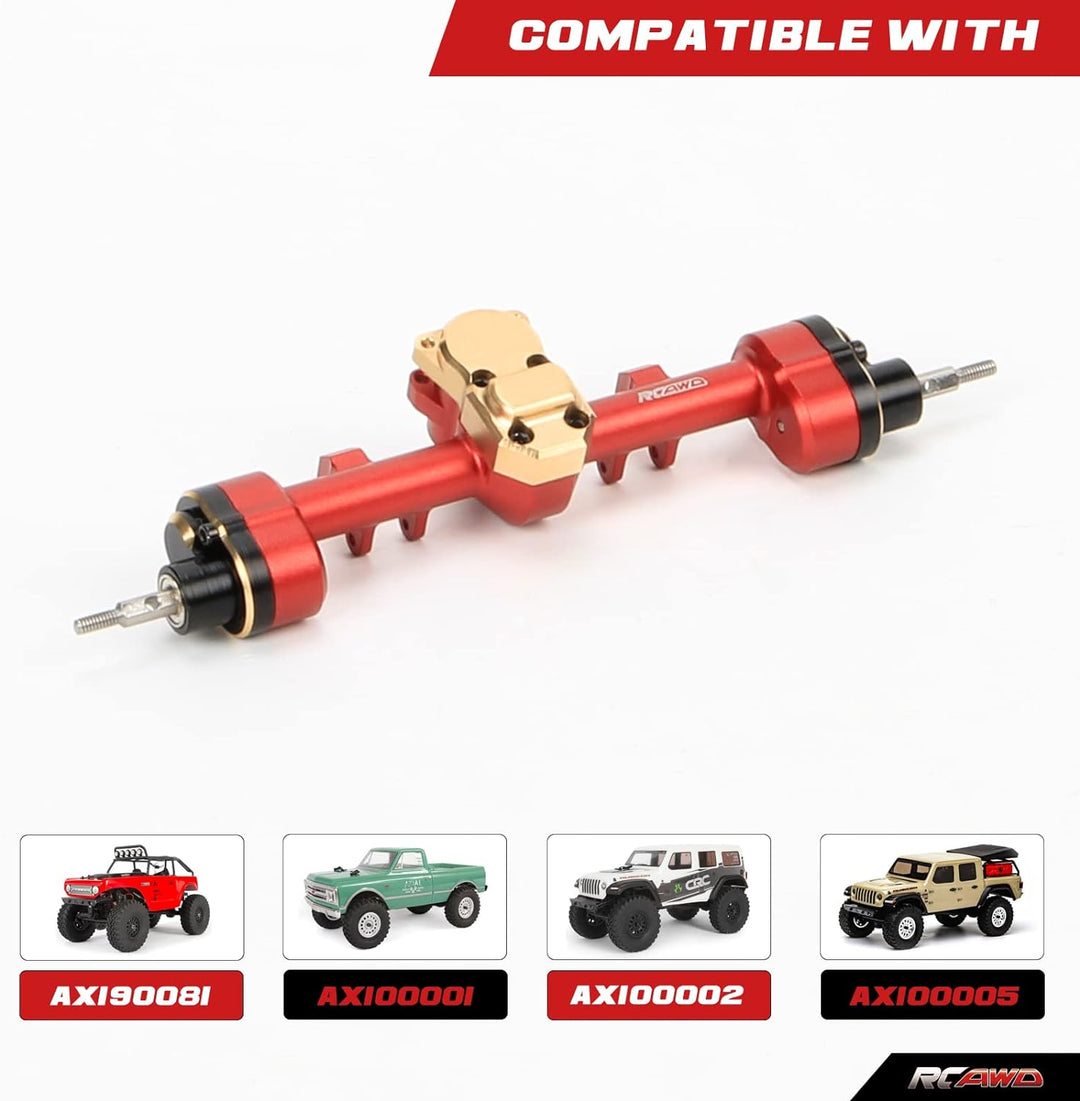 RCAWD Hinterachsengehäuse & Stahlgetriebe für Axial 1-24 SCX24 Crawlers Upgraded Teil (Rot), Rot