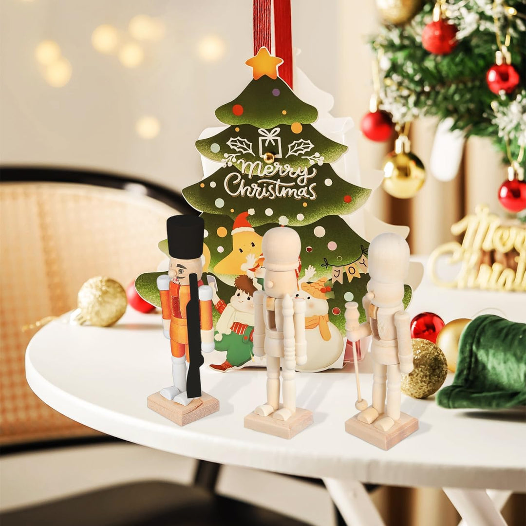 MAGICLULU 3 Stück Weihnachts-Nussknacker Aus Holz Unvollendet Nussknacker Aus Holz Zum Bemalen Unbem
