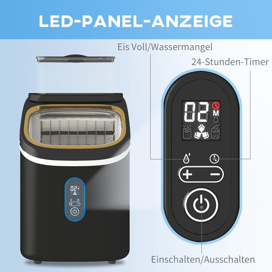 HOMCOM Eiswürfelmaschine 15 kg/24h Ice Cube Maker Maschine mit Schaufel, 1,5 L Wassertank, Verstellb