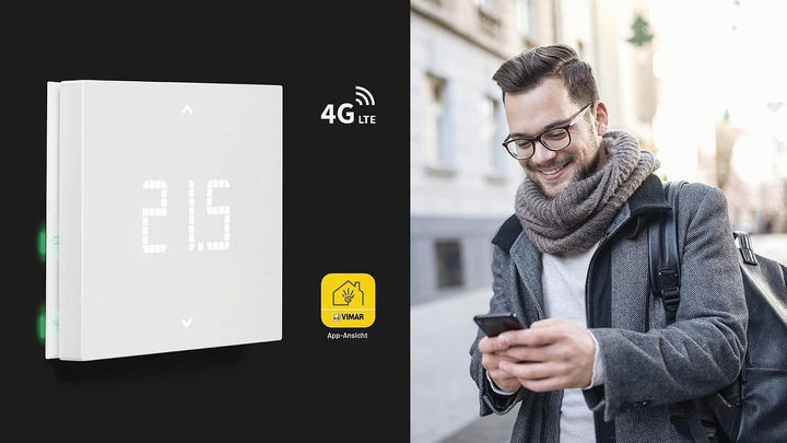 Vimar 02913 Smart LTE-Thermostat, kompatibel mit den Sprachassistenten Alexa und Google, lokale Steu