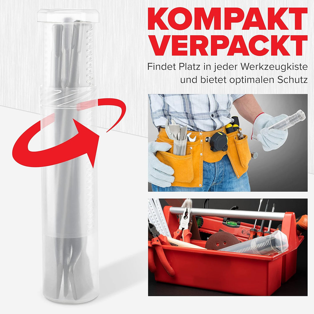 KSP-TEC® | SDS Plus Meissel Set | bestehend aus FLIESENMEIssEL, Flachmeissel und Spitzmeissel | verp