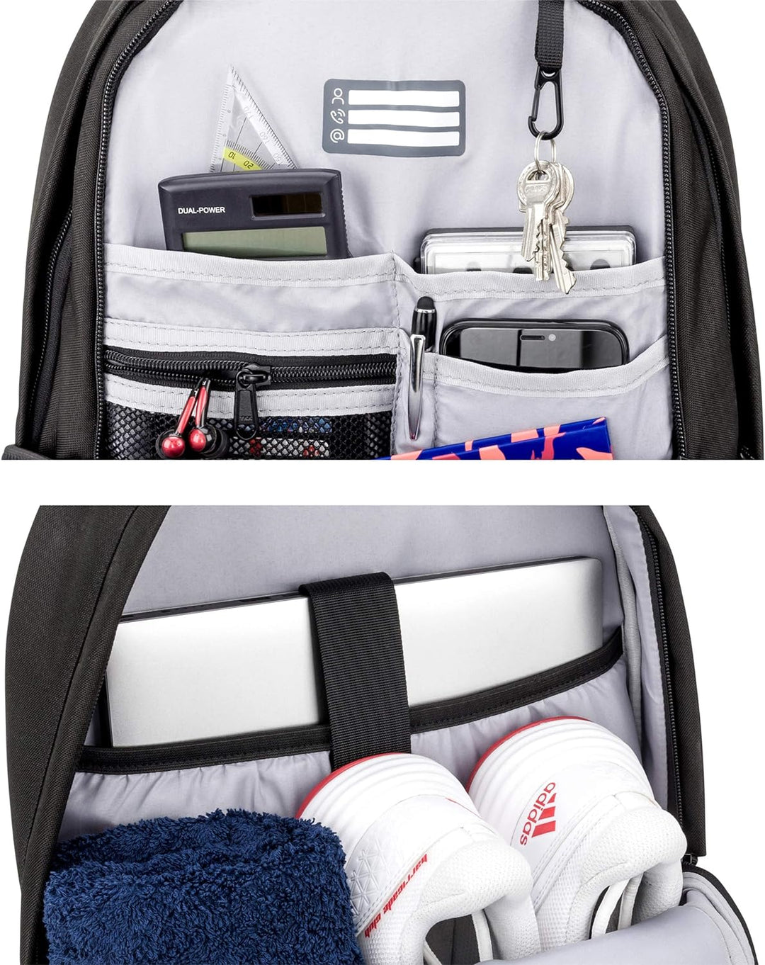 Audetic Schulrucksack Mädchen & Jungen Teenager Schwarz - AERO - Ergonomischer Rucksack mit vielen F