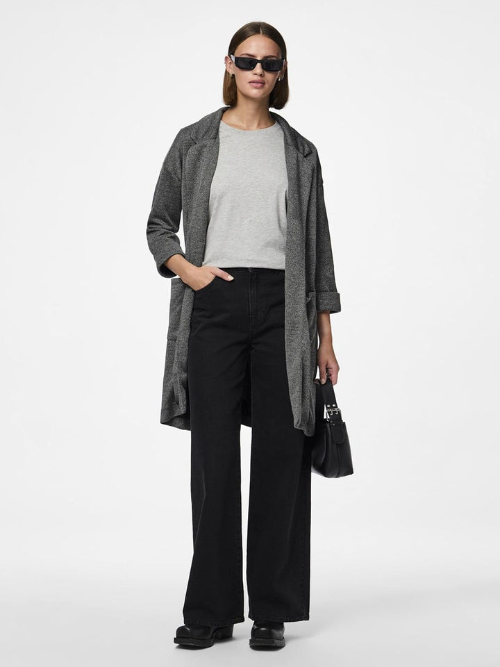 PIECES Damen Mantel, Dark Grey Melange