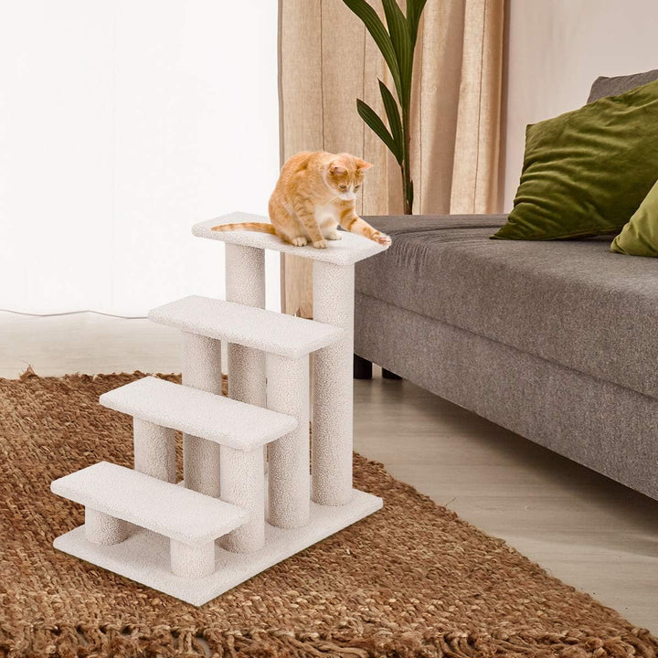 SOARS Katzentreppe, 4-stufige Haustiertreppe, Treppe für Katzen bis 25 kg, Hundetreppe, Kletterbaum