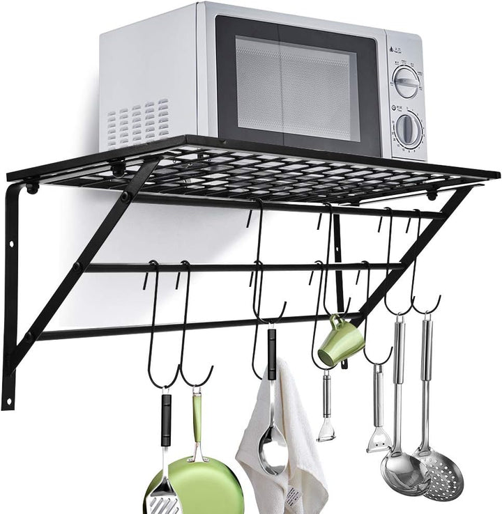 Ejoyous Küchenregal Hängend Küchenablage Pfannenhalter Wand Organizer von Kochutensilien Gewürzregal