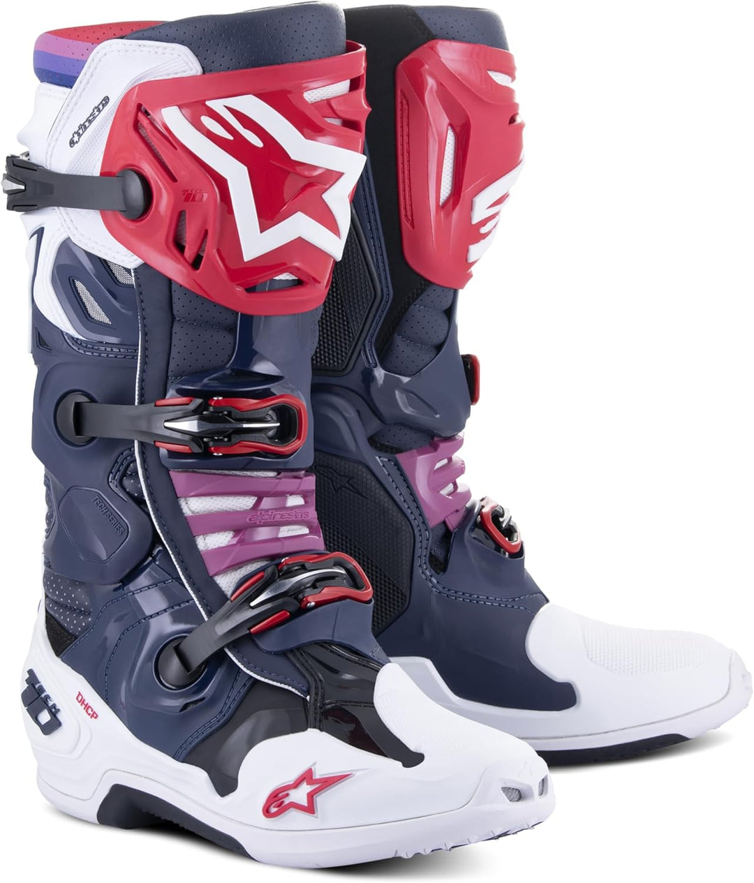 Alpinestars Motocross-Stiefel Tech 10 Supervented Blau Gr. 47 46 EU Night Navy White Rainbow, 46 EU